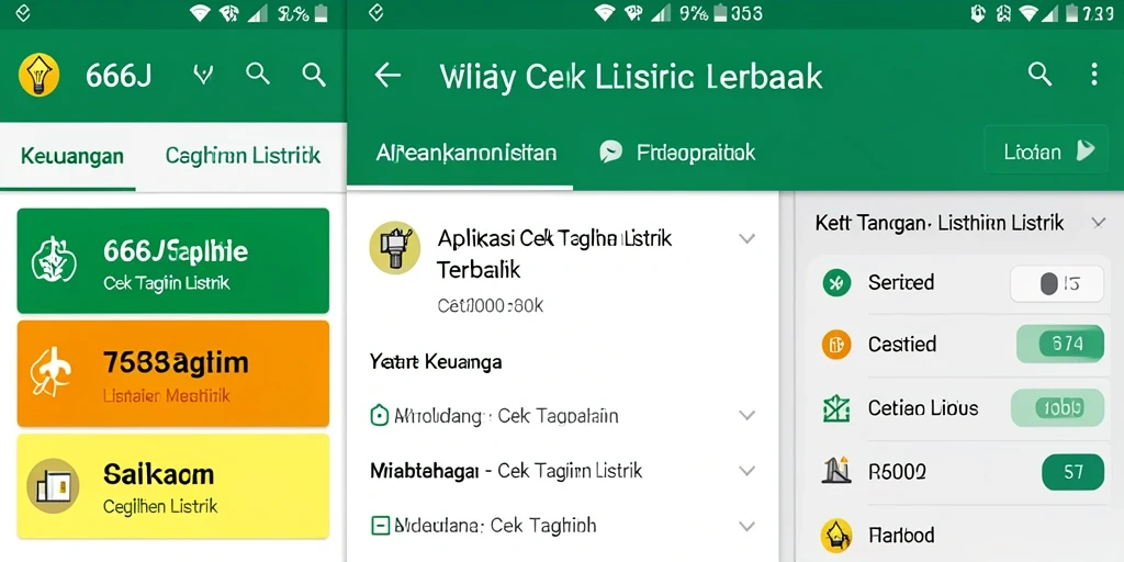 Antarmuka aplikasi 666J menampilkan informasi tagihan listrik yang lengkap.