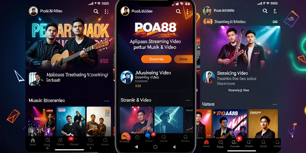 Antarmuka aplikasi POA88 yang menampilkan streaming video musik.