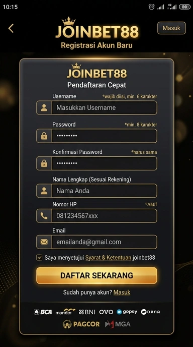 Panduan Registrasi Akun Baru joinbet88 untuk Android