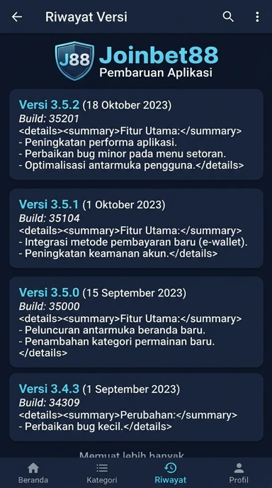 Riwayat Versi joinbet88 untuk Pengguna Android